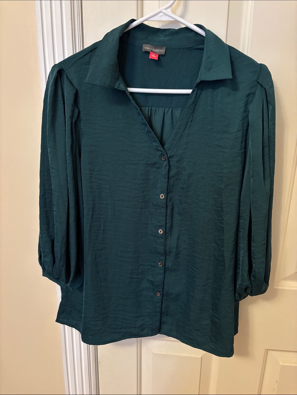 Vince Camuto Deep Teal Button-Front Blouse